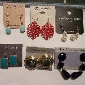 NEW Lot Bundle Designer Earrings Banana Republic Ralph Lauren Versona Dauplaise